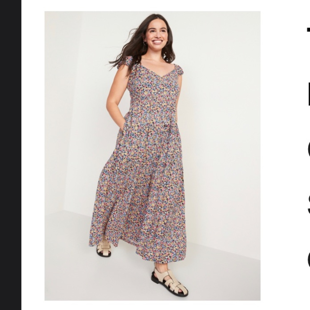 Old Navy Floral Tiered Seersucker Dress In Size XXL